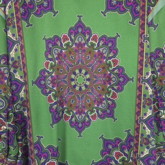 ZARA Green Floral Printed Long Button Shirt Blouse MEDIUM 8745/279 Slit Paisley - Picture 12 of 14